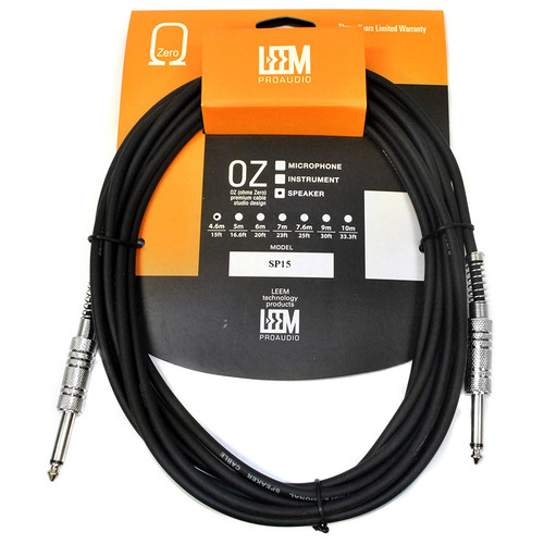 Leem 15ft Speaker Cable (1/4" Straight TS - 1/4" Straight TS)