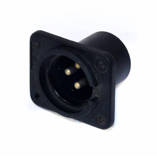 Leem 3-Pin Male XLR Panel Mount Connector, Black Thermoplastic Housing - 1pk