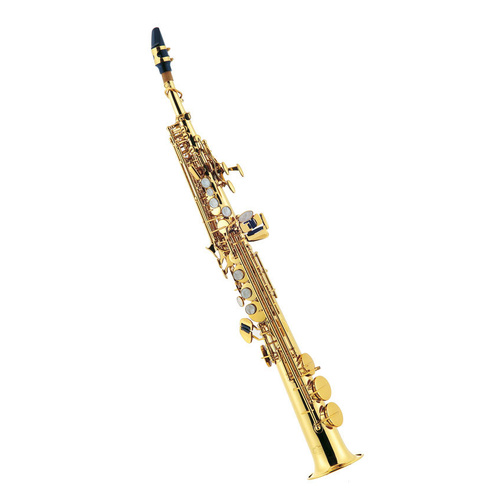 J.Michael SP650 Soprano Saxophone Bb Clear Lacquer Finish with Carrying Case, High F# Key, Front F Key, Two Necks, Metal Reflectors