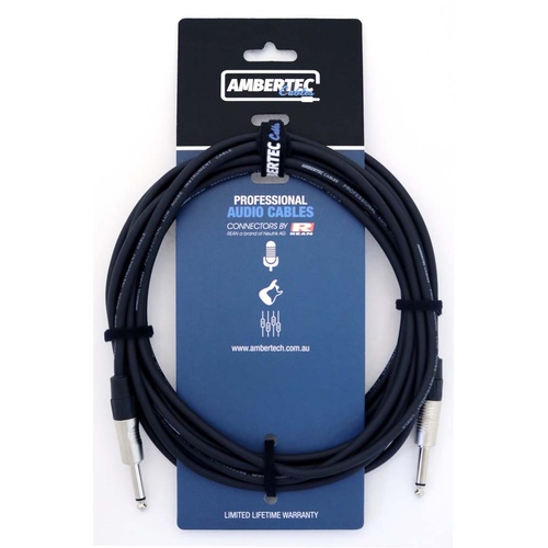 Guitar cable REAN connectors straight black 6m