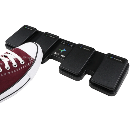 AirTurn Quad 500 Wireless Foot Switch with 4 Programmable Pedals for Page Turning, Multimedia Control, and Keyboard Shortcuts