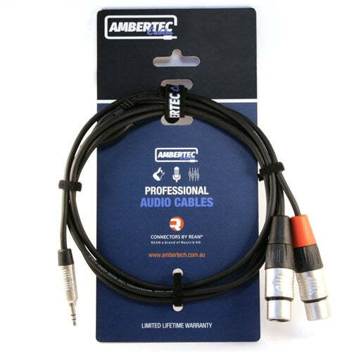 Ambertec Y cable 1.5m REAN 3.5mm TRS plug - 2 x XLR F