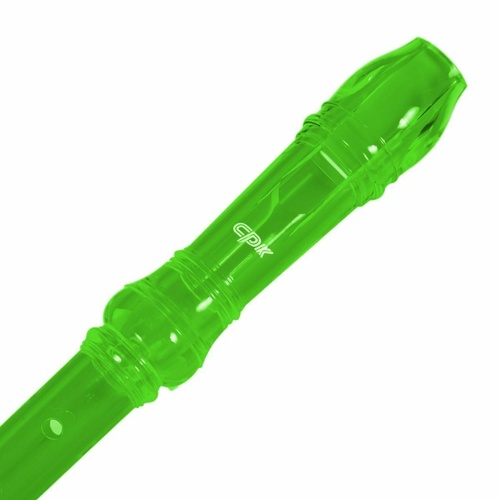 Green Descant Recorder Transparent Coloured Plastic  for School Clear Bag & Rod
