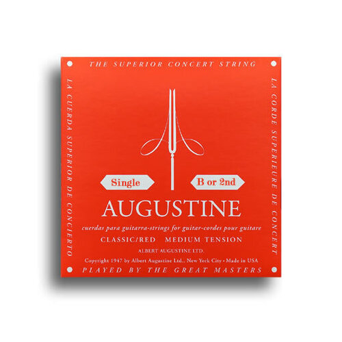 Augustine Classic Red Regular Tension (B-2nd) Single Classical Guitar String