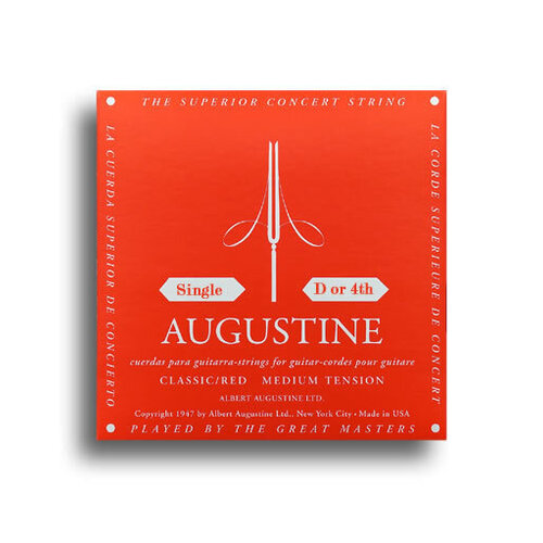 Augustine Classic Red Medium Tension D-4th Single Classical Guitar String