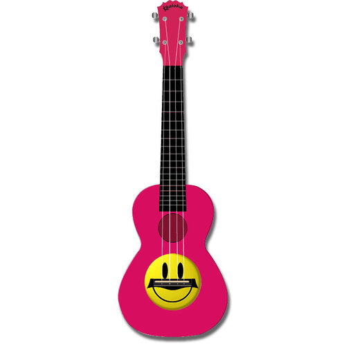 Kealoha "Smiley Face" Design Concert Ukulele with Pink ABS Resin Body