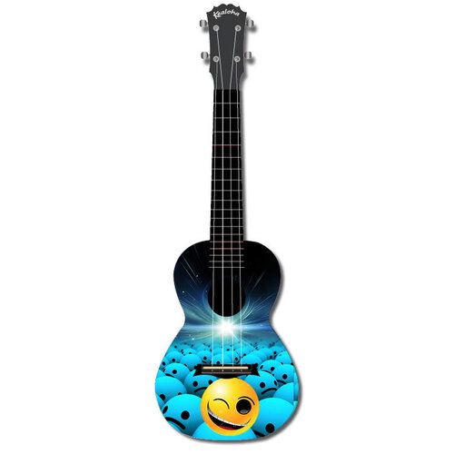 Kealoha "Winking Smiley Ball" Design Concert Ukulele with Black ABS Resin Body