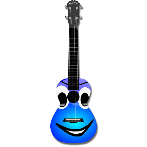 Kealoha "Smiley Blue Face" Design Concert Ukulele with Black ABS Resin Body