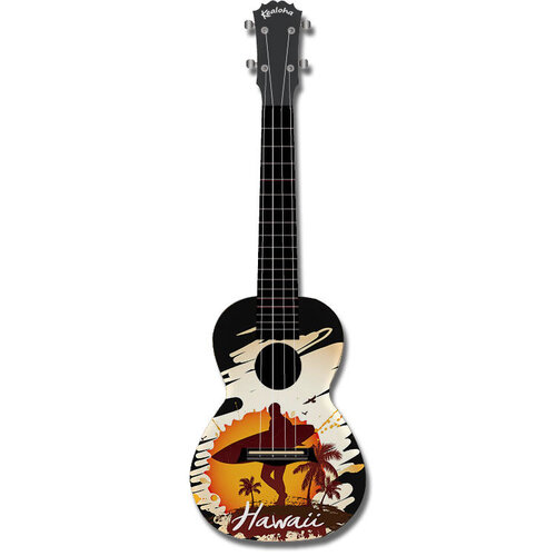Kealoha "Hawaii Surfer" Design Concert Ukulele with Black ABS Resin Body