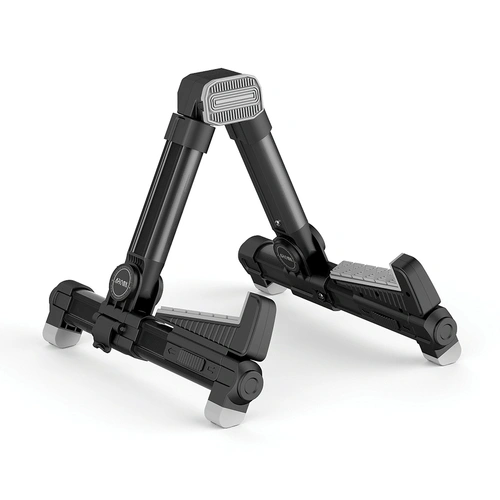 Aroma Black Ukulele and Violin Stand - Compact, Lightweight, Aluminium, Folds Down, Silicone Pads, Eco-Friendly