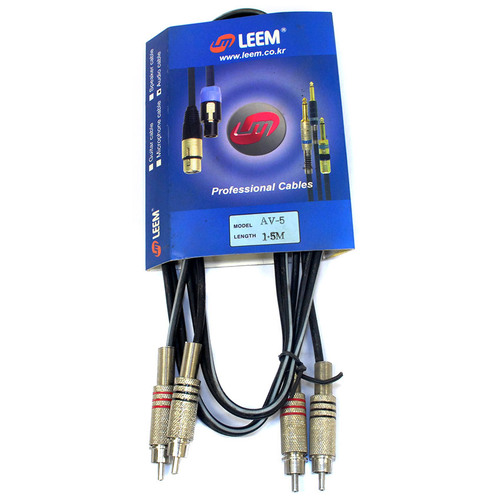 Leem 5ft Double Interconnect Cable with Metal RCA Jack Plugs