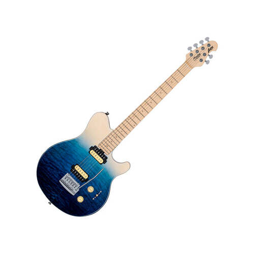 Sterling by Music Man S.U.B. Axis AX3 Quilted Maple, Spectrum Blue Electric Guitar