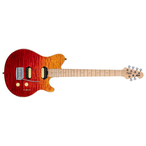 Sterling by Music Man S.U.B. Axis AX3 Quilted Maple, Spectrum Red Electric Guitar