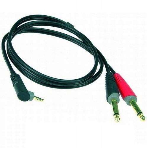 Klotz AY5A-0200 2m Lightweight Y-Cable Right Angled Mini Jack Plug 3.5 mm - 2 x Jack Plugs 6.35 mm