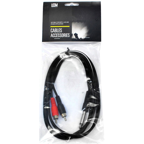 Leem 5ft Y-Cable 1/4" Straight TS to 2 x RCA Plugs
