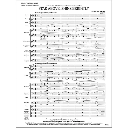 Star Above, Shine Brightly for Concert Band by Brian Balmages
