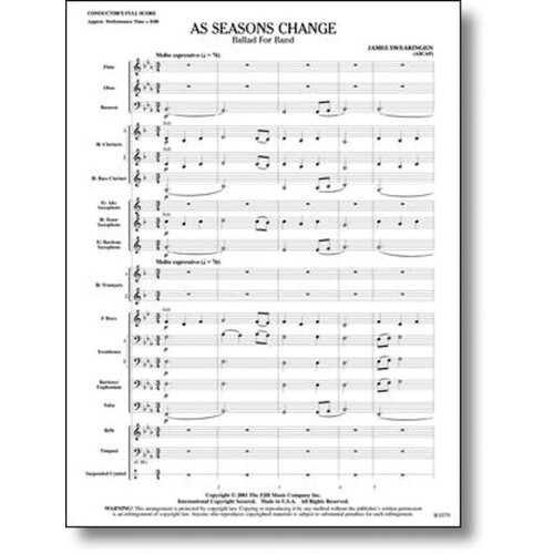 As Seasons Change (Music Score/Parts) Book