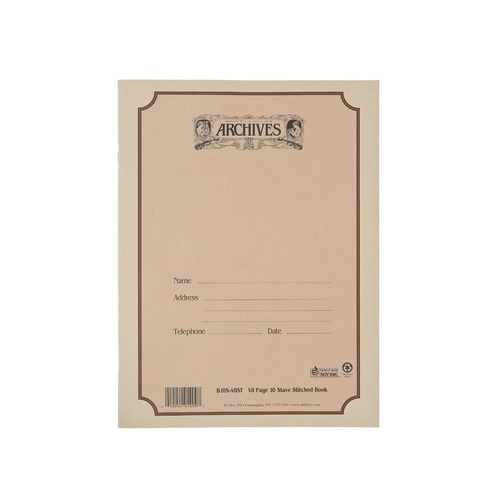 Archives Standard Bound Manuscript Paper Book, 10 Stave, 48 Pages Book
