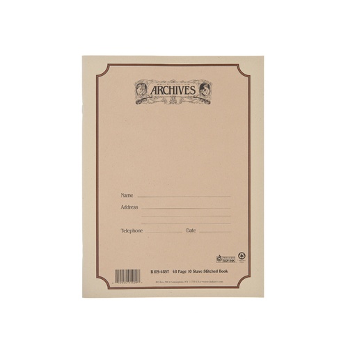 Archives Standard Bound Manuscript Paper Book, 10 Stave, 48 Pages Book