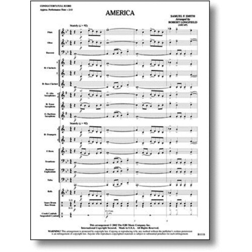 America Arr Longfield (Music Score/Parts) Book