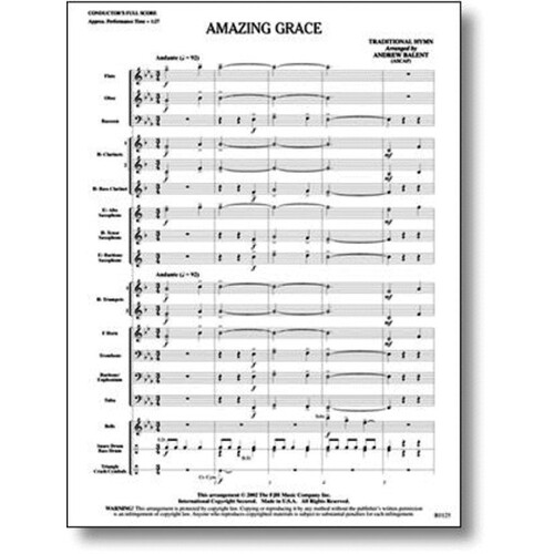 Amazing Grace Arr Balent Concert Band 1 (Music Score/Parts) Book