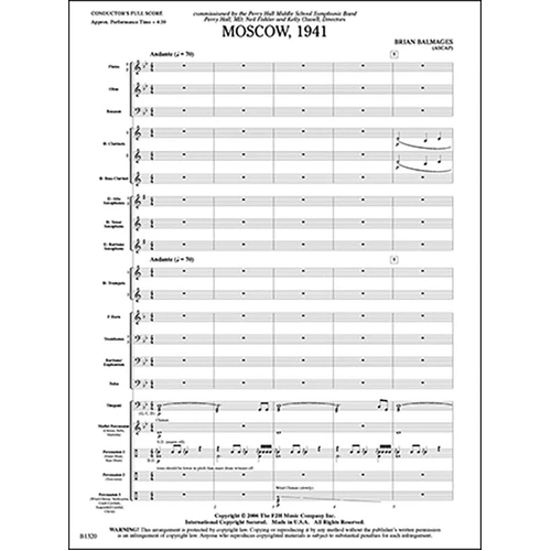 Moscow 1941 - CB2.5 SC/PTS by Brian Balmages, FJH Music Company, 1 Page