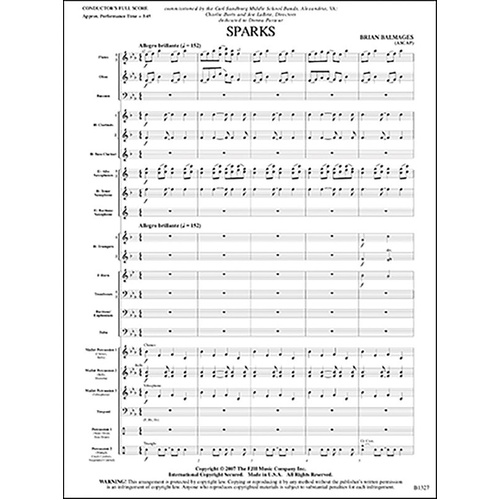 Sparks CB2.5 SC/PTS by Brian Balmages, FJH Music Company, 1 Page