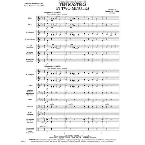 Ten Masters In Two Minutes Arr Loest Concert Band 1 Score/Parts Book