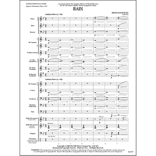 Rain CB2.5 SC/PTS by Brian Balmages, FJH Music Company, 1 Page