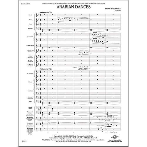 Arabian Dances by Brian Balmages for FJH Music Company, 1 page