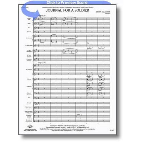 Journal For A Soldier Concert Band Score/Parts Book