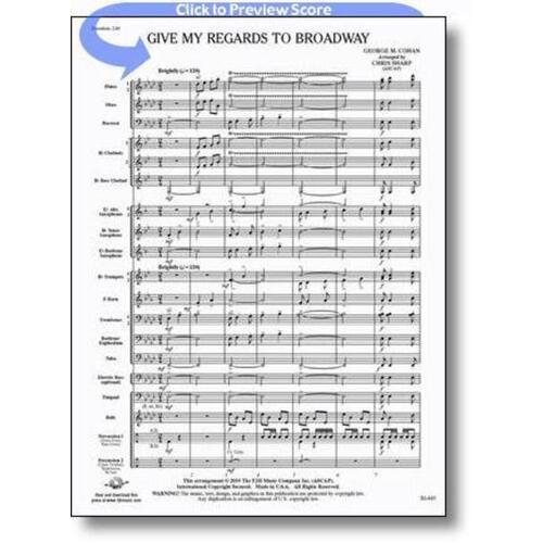 Give My Regards To Broadway Arr Sharp Concert Band Score/Parts Book