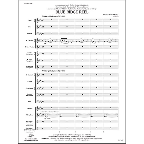 Blue Ridge Reel by Brian Balmages for Concert Band - FJH Music Company