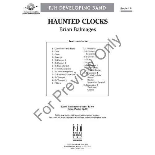 Haunted Clocks Concert Band 1.5 Score/Parts Book