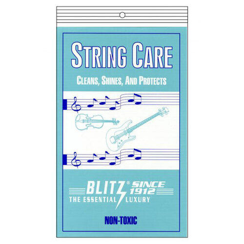 Blitz Guitar String Care Cleaning Cloth Pack - Metal Strings Care, Non-Toxic, Includes 1 Treated Cloth & 1 Buffing Cloth, Made in USA