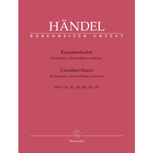 Chambers Duets For Soprano, Alto And Basso Continuo Hwv 178, 181, 185, 186, 190, 197