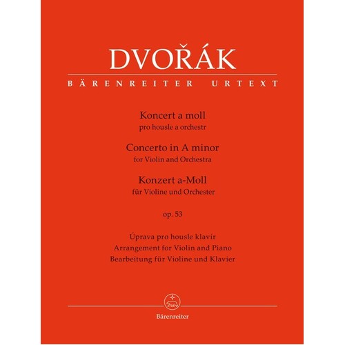 Dvorak - Concerto A Minor Op 53 Violin/Piano (Softcover Book) Urtext Edition Book