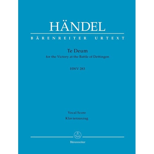 Handel - Dettingen Te Deum Hwv 283 Vocal Score (Softcover Book) Urtext Edition Book