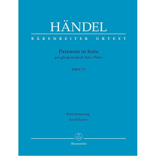 Handel - Parnasso In Festa Hwv 73 Vocal Score (Softcover Book) Urtext Edition Book