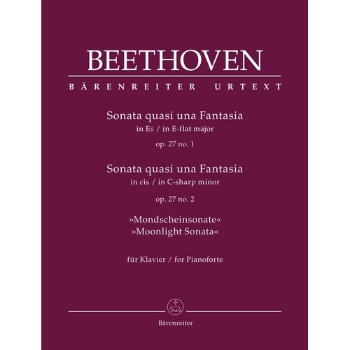 Beethoven - Sonatas Op 27 No 1 And 2 Piano (Softcover Book) Urtext Edition Book