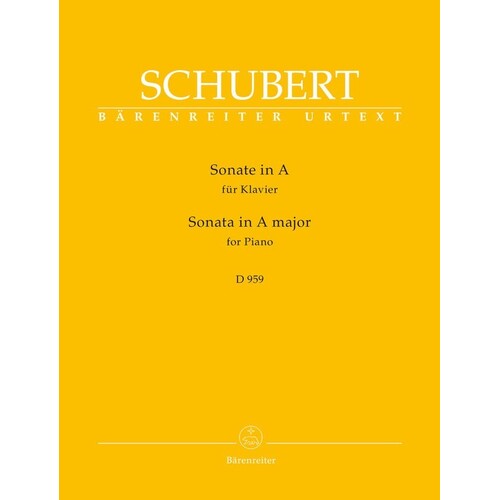 Schubert - Sonata A Major D 959 Piano (Softcover Book) Urtext Edition Book