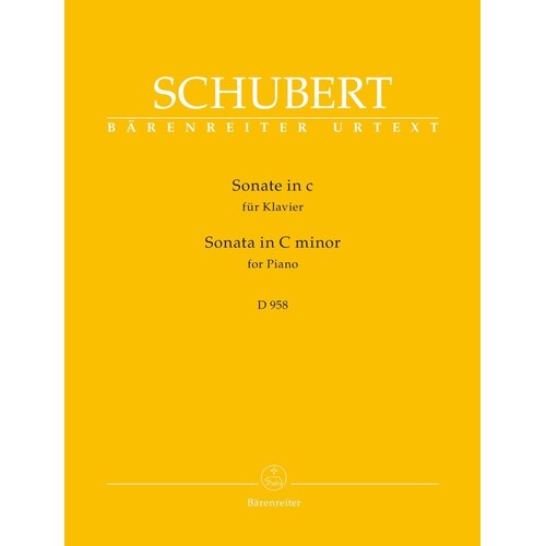 Schubert - Sonata In C Minor D 958 Piano (Softcover Book) Urtext Edition Book
