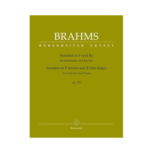 Brahms Sonatas Op. 120 for Clarinet and Piano, Urtext Edition, 80 Pages, Published by Barenreiter