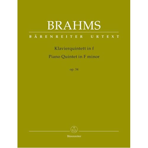 Brahms - Piano Quintet F Minor Op 34 Score/Parts Urtext Edition Book