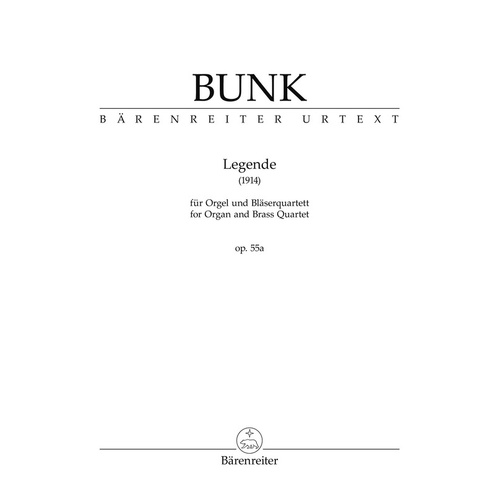 Bunk - Legende For Organ/Brass Quartet Op 55A Parts Set of Parts (Organ)