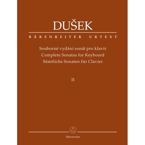 Dusek - Complete Sonatas For Keyboard Vol 2 (Softcover Book) Urtext Edition Book