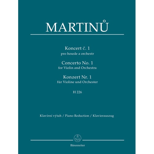 Martinu - Concerto No 1 for Violin and Piano H 226, Publisher: Barenreiter, 69 Pages