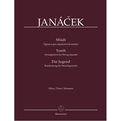 Janacek - Youth Arranged For String Quartet Parts (Set Of Parts) Book