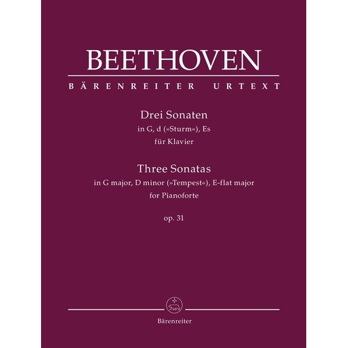 Beethoven - 3 Sonatas For Piano Op 31 (Hardcover Book) Urtext Edition Book