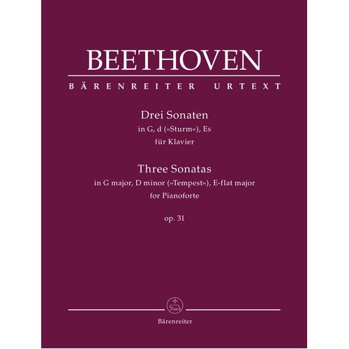 Beethoven Three Piano Sonatas Op 31 - Barenreiter BA11805
